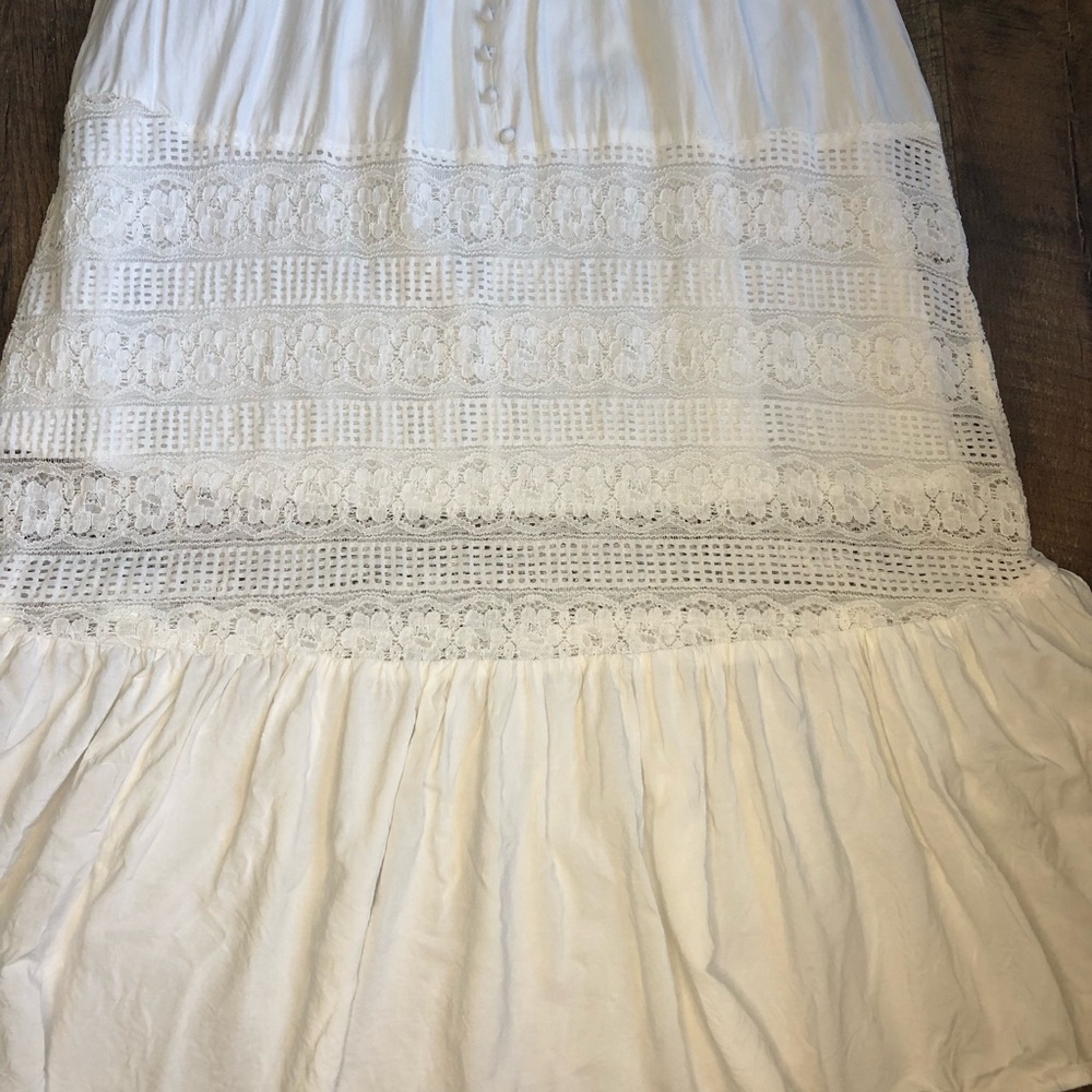 Hekka Women’s Lace Button Up Spaghetti Strap Boho Maxi Dress White L - Picture 3 of 6